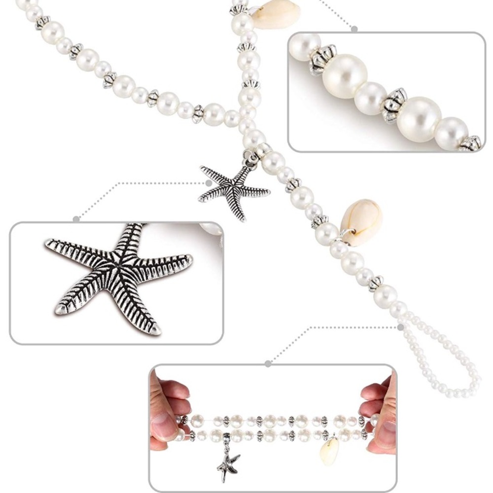 🆕📿Beaded Feet Jewelry Anklets Pearl Shell Silver Gold Assorted - Picture 3 of 9